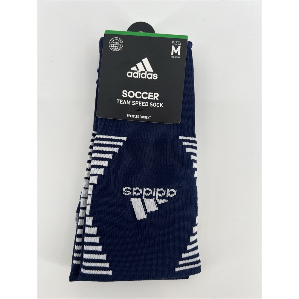 Adidas Soccer Team Speed Sock Mens Medium Navy Blue White Aeroready NEW